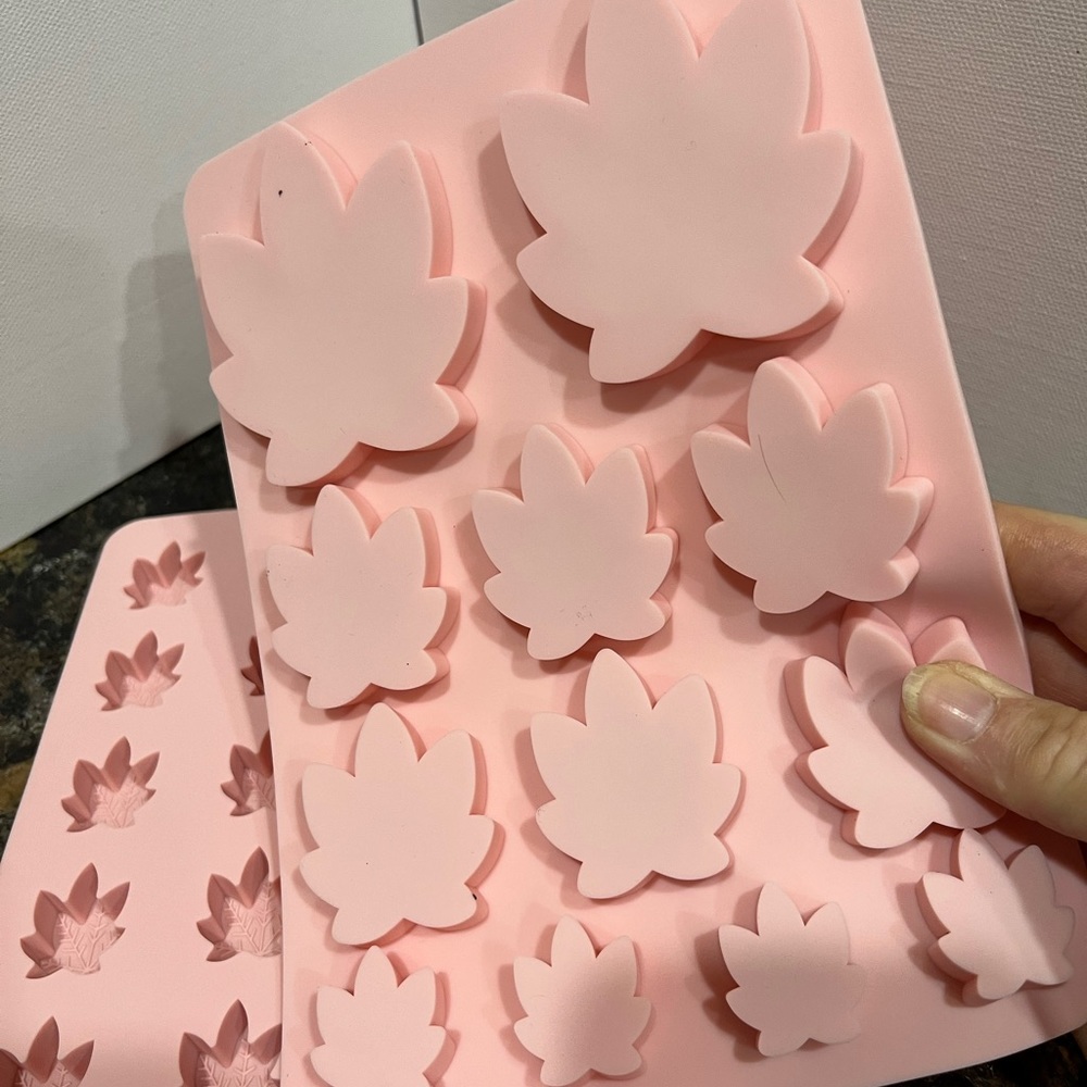 NWOT, TWO Pink silicone candy leaf shaped molds.